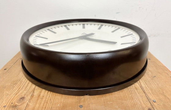 Image 1 of Large Industrial Bakelite Factory Wall Clock from Pragotron, 1960s