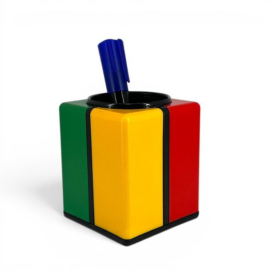 Image 1 of Porte-stylo vintage Tino TT Design – Style Memphis / Objet de design postmoderne des années 1980