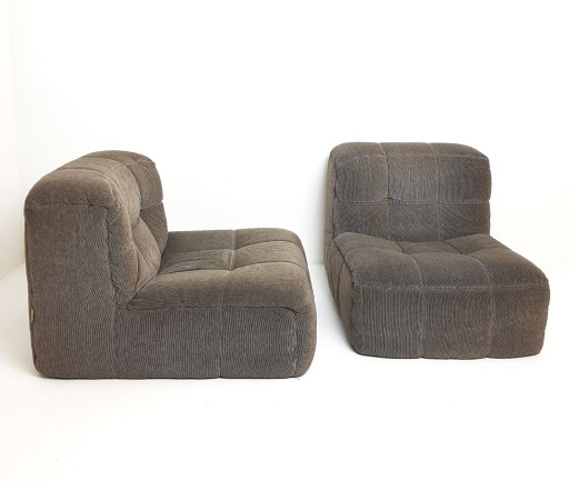 Kimba Lounge Fauteuil Michel Ducaroy Ligne Roset 2 Elementen – 2 zitsbanken, Polyester, Textile, Vintage