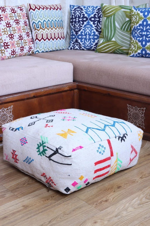 Copri pouf kilim marocchino fatto a mano