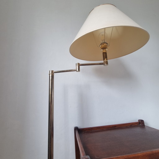 Lampadaire vintage en laiton avec abat-jour - Fixation réglable