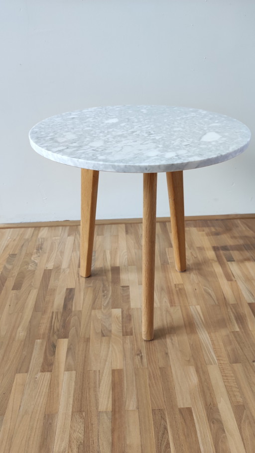 Side table marble and wood