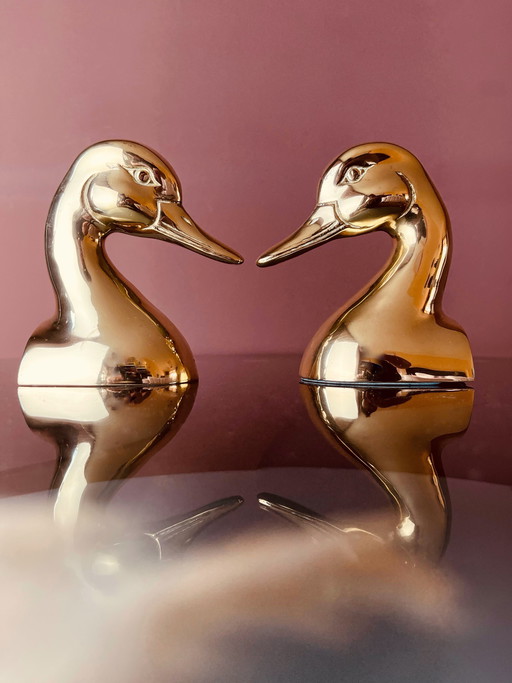 Einzigartig! Set aus Messingenten als Buchstützen