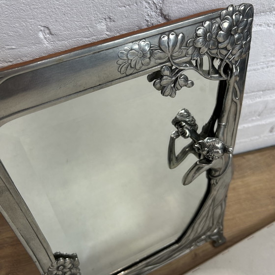 Image 1 of Miroir ancien Art Nouveau Jugendstil "Le premier coucou" Miroir Echo