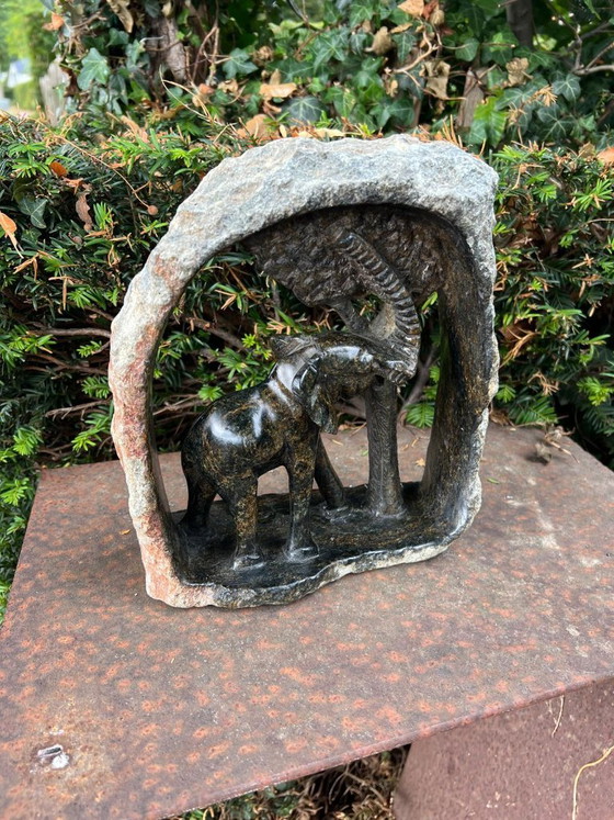 Stone Elephant Sculpture – Decorative Statue with Stone Arch – 21 cm – Decorative Objects (photo 4 of 5)