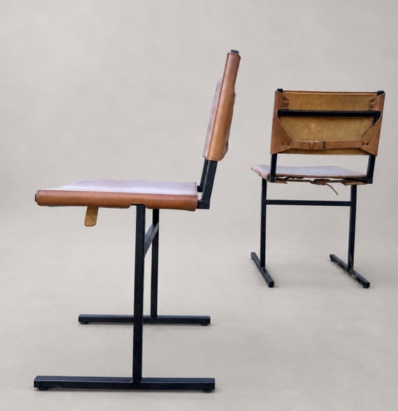 5 sedie Memento — Jesse Sanderson per WDSTCK, pelle color cognac – Sedie da pranzo, Leather, Metal (photo 14 of 15)