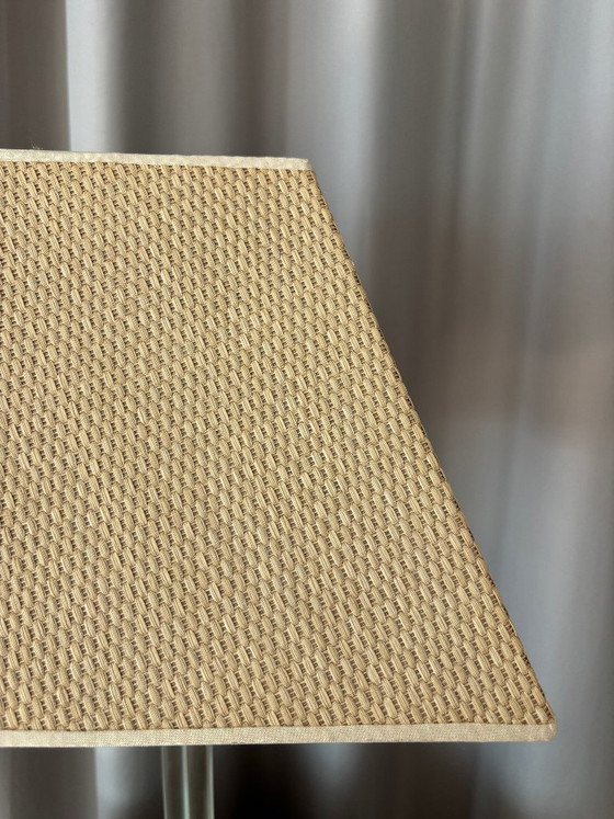 Vintage Hollywood Regency Acrylic Table Lamp With Original Woven Shade – Plastic (photo 7 of 14)