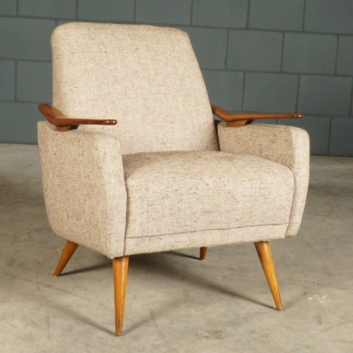 Vintage Club/Lounge Armchair - Wooden Armrests - 1960s