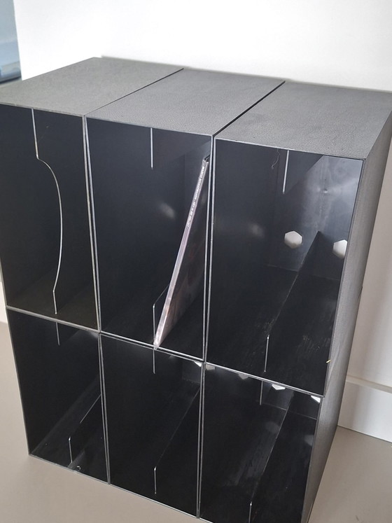 Image 1 of 6 boîtes de rangement noires pour disques vinyles