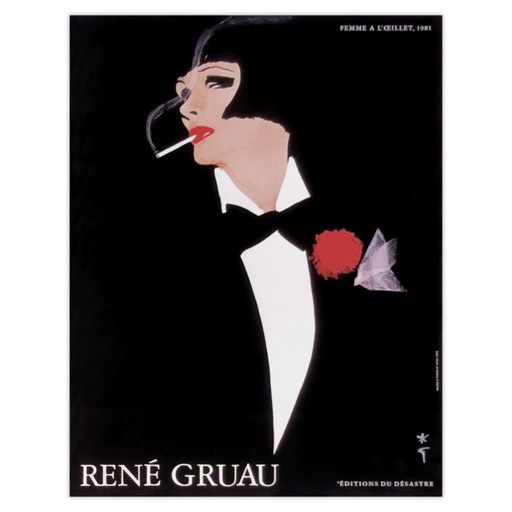 René GRUAU Poster Woman with Carnation 1981 – Paper