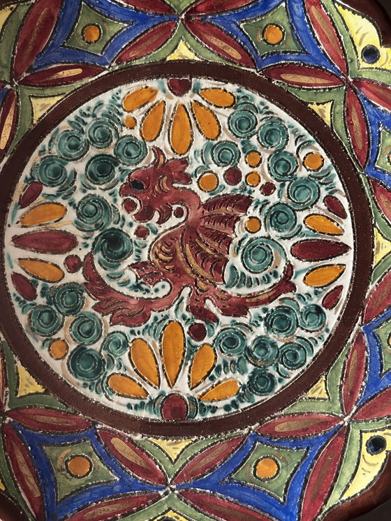Image 1 of Plat décor peint et ciselé en faïence de Devres