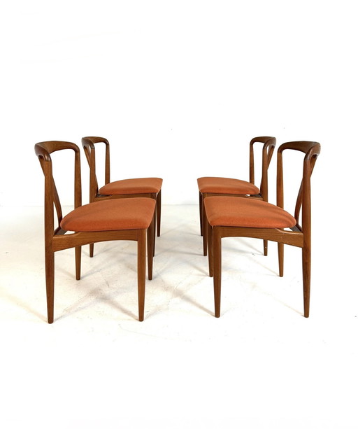 4x sillas de comedor 'Juliane' restauradas, Johannes Andersen '60