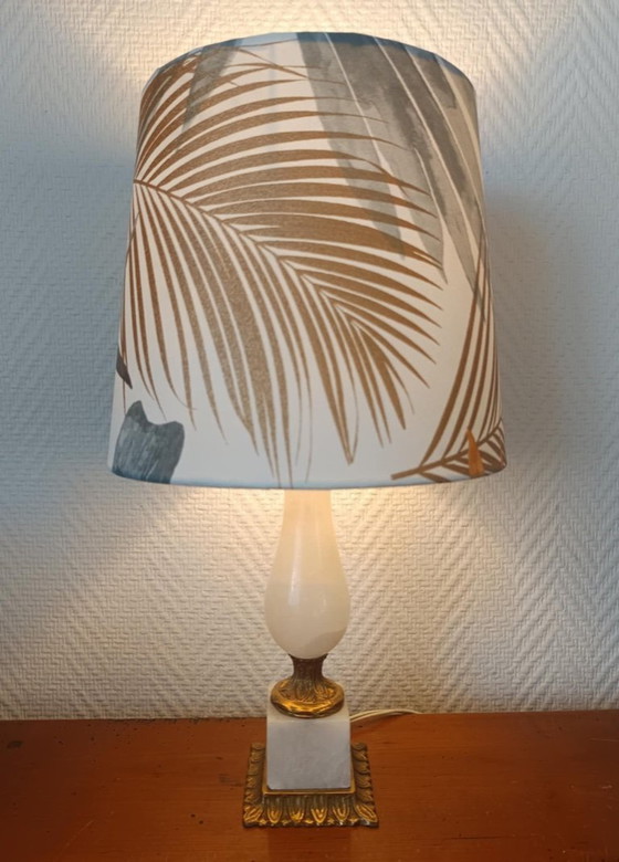 Image 1 of Lampe albâtre et bronze doré 