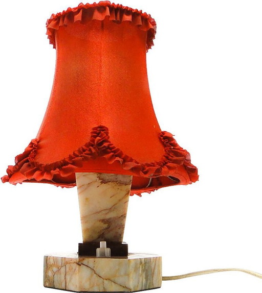 Art Deco Stone Table Lamp, Czechoslovakia, 1930s – tafellampen, Textile
