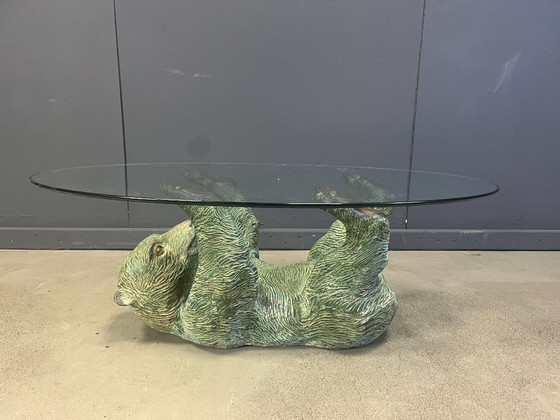 Image 1 of Vintage brass bear coffee table, 1970s 