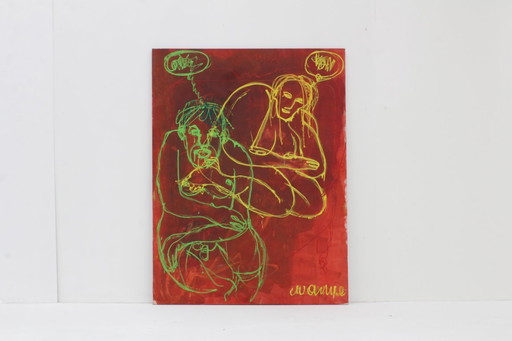 Grande peinture figurative abstraite, 195 × 144 cm