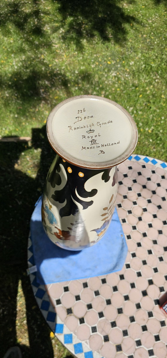 Image 1 of Raro e imponente vaso vintage in ceramica artistica Royal Gouda Holland da 55 cm - Modello "Dora" n. 226