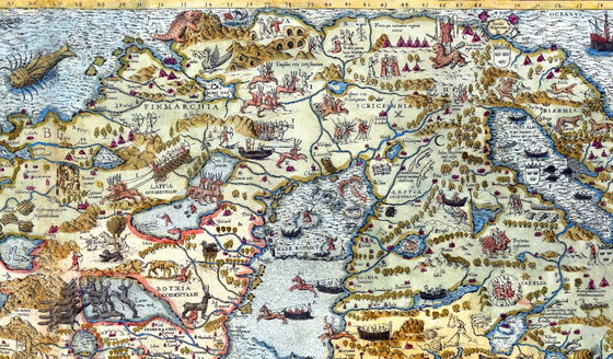 Image 1 of Carta Marina, la primera representación cartográfica de la península escandinava realizada por Olaus Magnus, 1539 - 70×100 cm