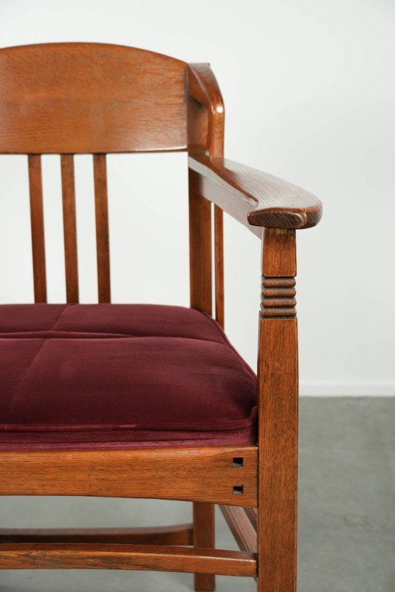 Image 1 of 2 chaises de salle à manger Schuitema de style Art Nouveau/Jugendstil avec revêtement en tissu rouge