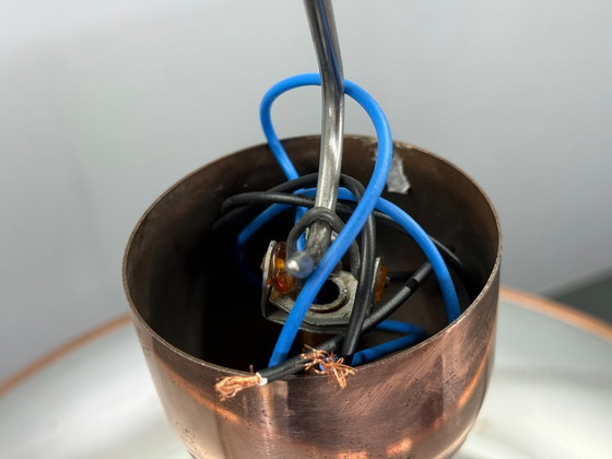 Image 1 of Bauhaus-Kronleuchter in UFO-Form aus Kupfer von Josef Hurka, 1930er Jahre