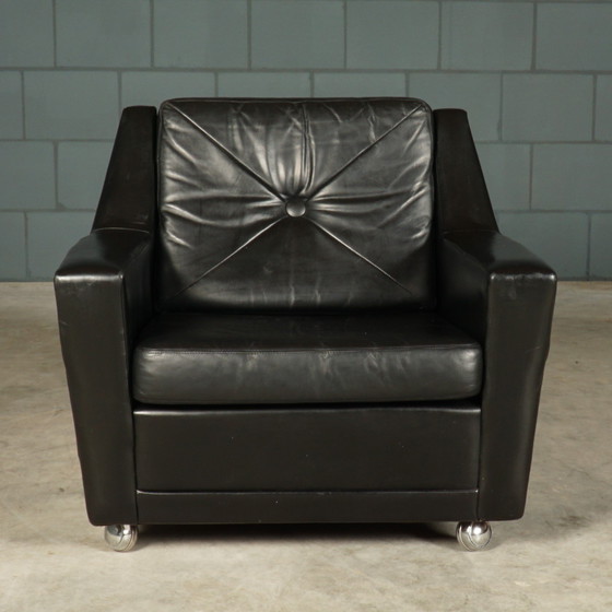 Image 1 of Fauteuil en cuir vintage - noir - années 1970