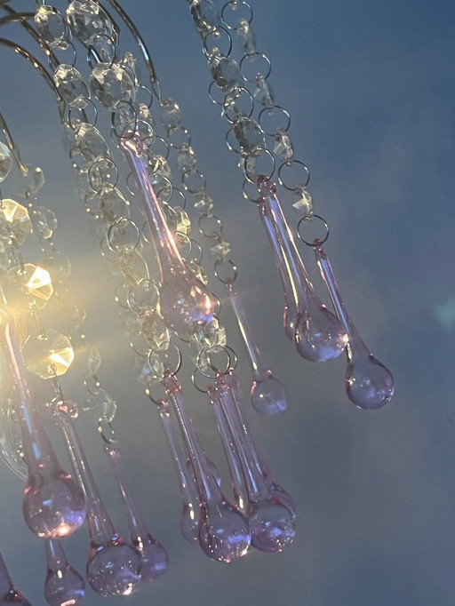 pink teardrop chandelier pendant lamp vintage