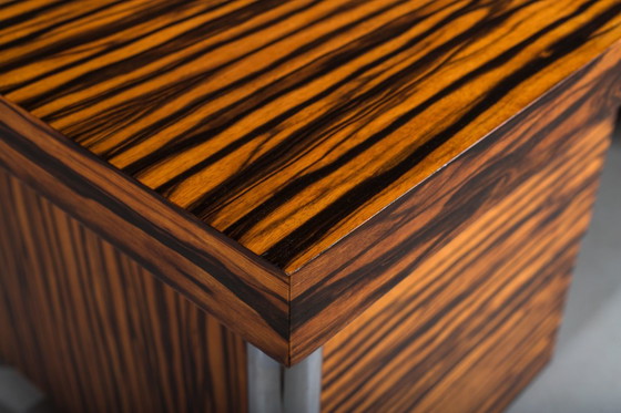 Image 1 of Makassar Ebony Executive Desk with Chromed Futuristic Legs, 1970s