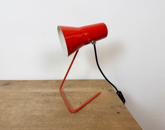 Vintage Red Table Lamp by Josef Hurka for Drupol, 1960s I – Iron, Metal (photo 2 of 21)