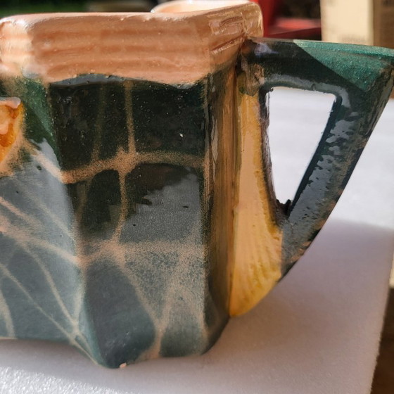 Image 1 of Polychromer Art-Deco-Pflanzkübel, Keramik und Engobe, 192, Frankreich