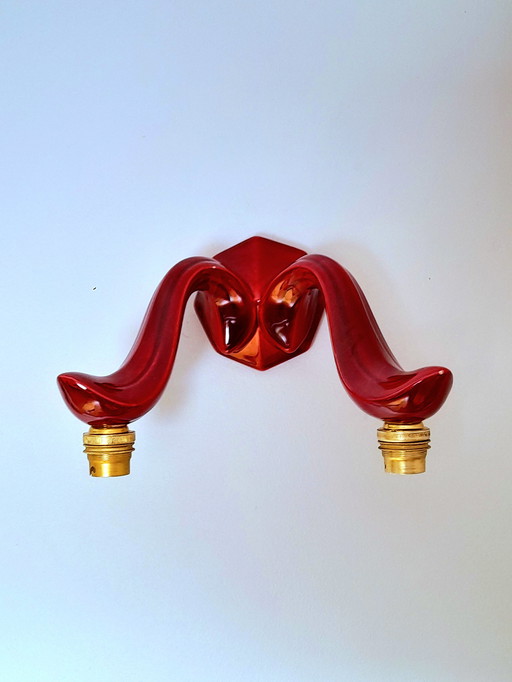 Applique  en céramique art deco rouge 