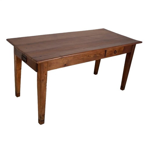 Early 20th-century French rustic country dining table made of fruitwood