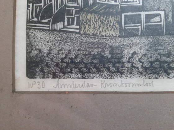 Image 1 of Acquaforte: Ger van Vliet. "Amsterdam Kromboomsloot".