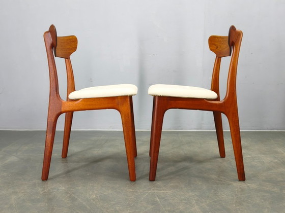 Image 1 of Set van 4 Deense teakhouten eetkamerstoelen van Schionning & Elgaard, jaren 60.