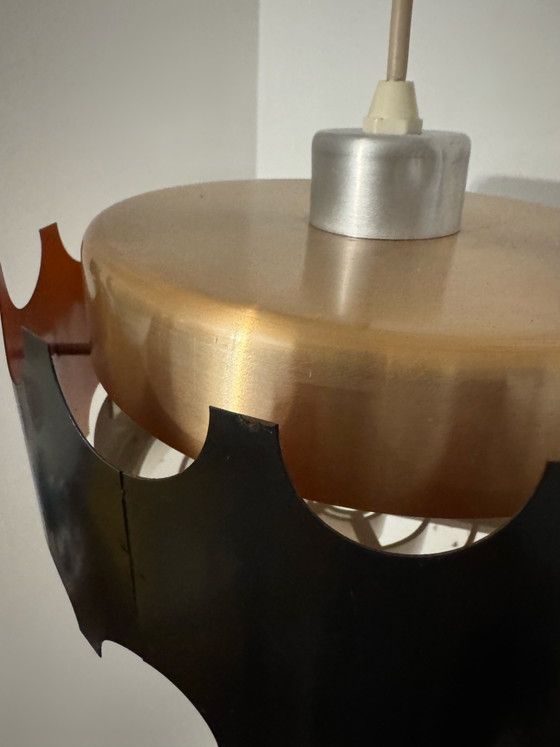 Image 1 of Hanglamp in zwart en koperkleurig design uit de jaren 60