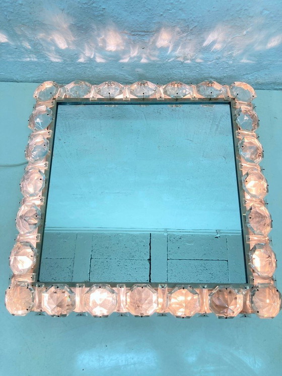 Image 1 of Square illuminated wall mirror by Bakalowits 60s design