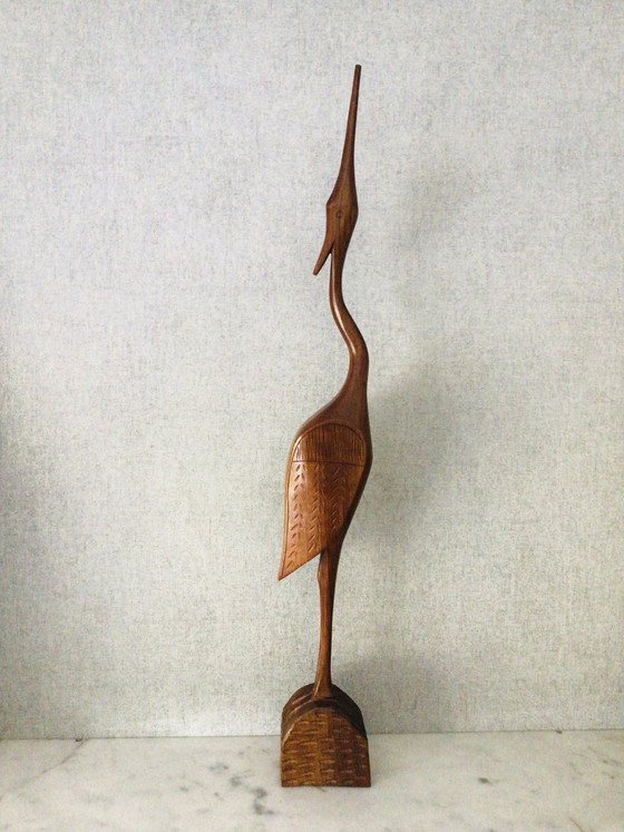 Image 1 of Pájaro de teca de mediados de siglo, altura 70 cm