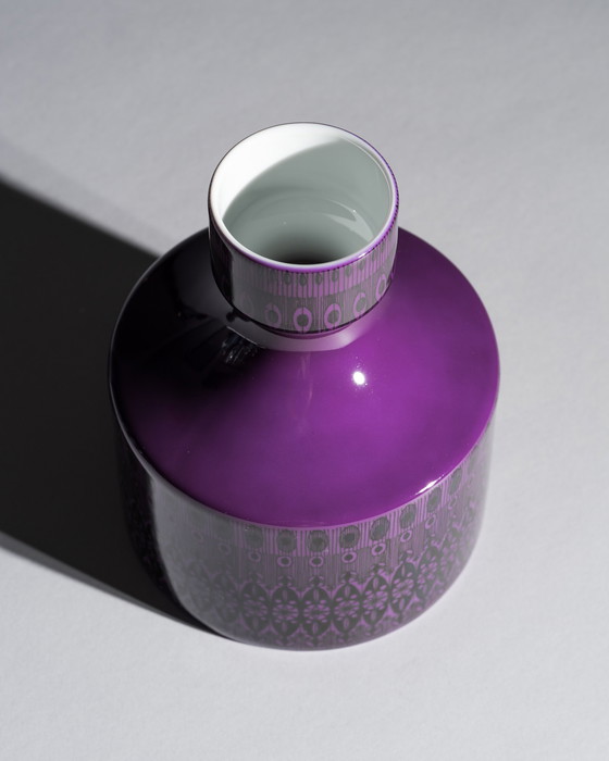 Image 1 of Dúo de jarrones Rosenthal Studio-Line Turquesa Púrpura Diseño gráfico de Theo Baumann Raro
