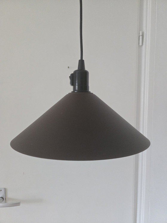 Image 1 of Lampada a sospensione conica marrone opaco anni '70/'80