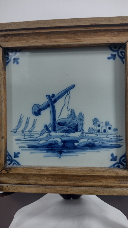 Piastrella antica olandese Tichelaar Makkum dipinta a mano