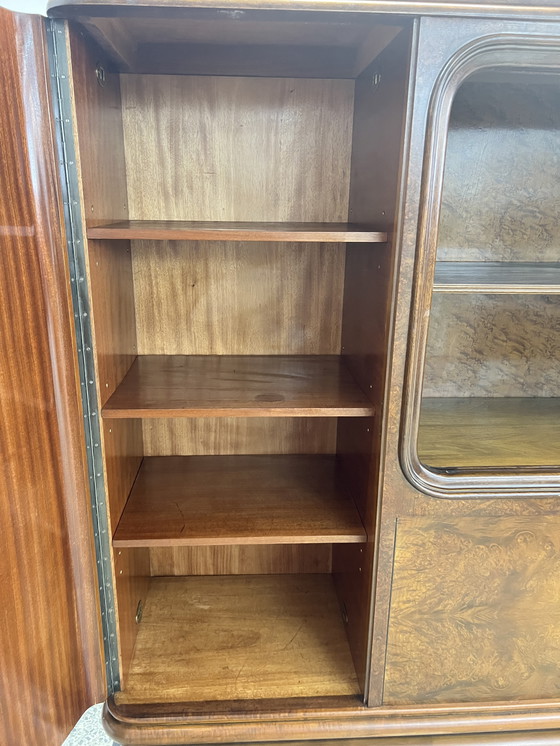 Image 1 of Art Deco bookcase/wall cabinet - Germany around 1930 - by EHD made of walnut with veneered fronts