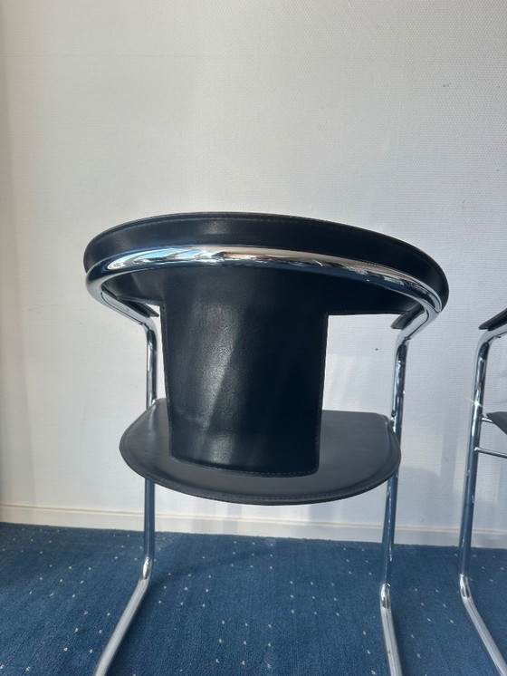 Image 1 of Designer chairs – A. Rizzatto – set of 4 – chrome & black