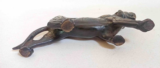 Image 1 of Fermacarte tigre in bronzo anni '50 Larghezza 22 cm