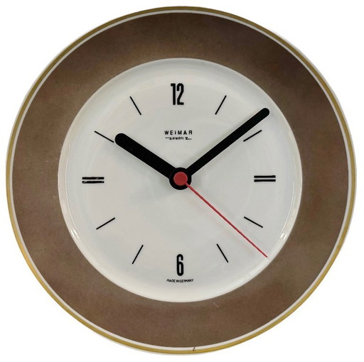 Horloge murale vintage en porcelaine d'Allemagne de l'Est, de la marque Weimar Electric, années 1970