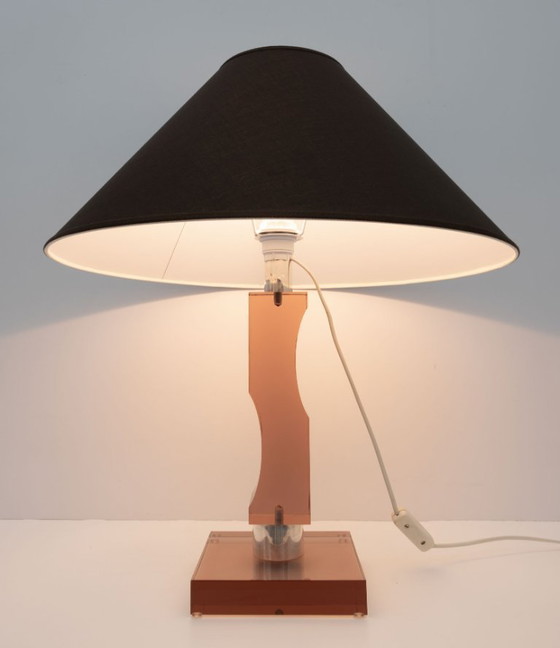 Image 1 of Lampada da tavolo moderna italiana in plexiglass e argento, metà secolo, anni '70