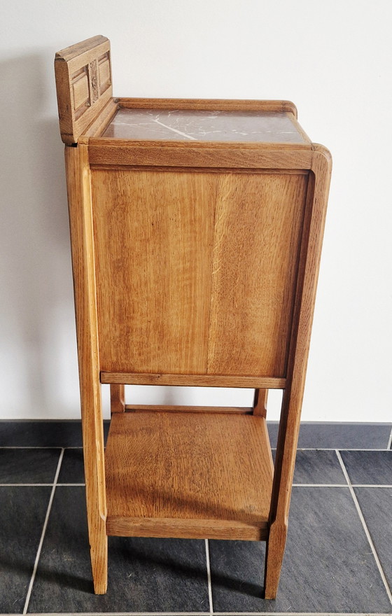 Image 1 of Art Deco furniture - Solid oak and marbled - 1920