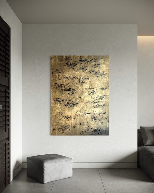 Robert Detheux - Gigantesques peinture - Calligraphie - collage - 1980