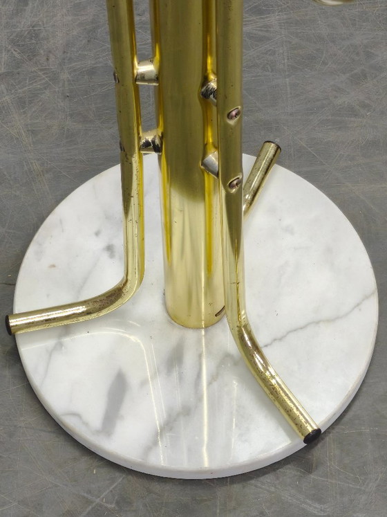 Image 1 of Appendiabiti italiano in ottone placcato con base in marmo, anni '70