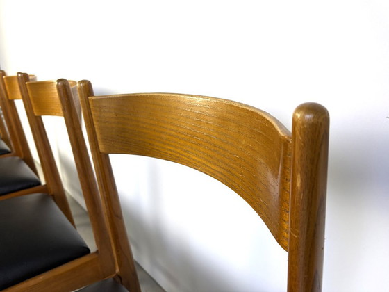 Sedie da pranzo italiane di metà secolo, anni '60, Legno, Pelle, Marrone, Mid Century Modern (foto 5 di 12)