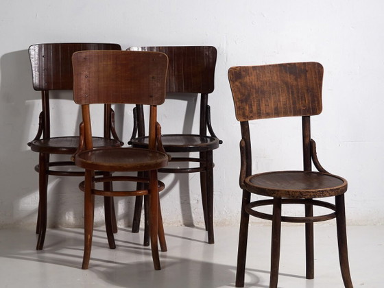 Sedie da pranzo antiche in legno curvato (c.1920). Set di 4 pezzi #6 (photo 2 of 27)