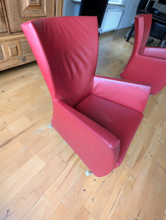 2 Roodlederen Montis Windy Fauteuils – Aluminium, Leather (photo 3 of 5)